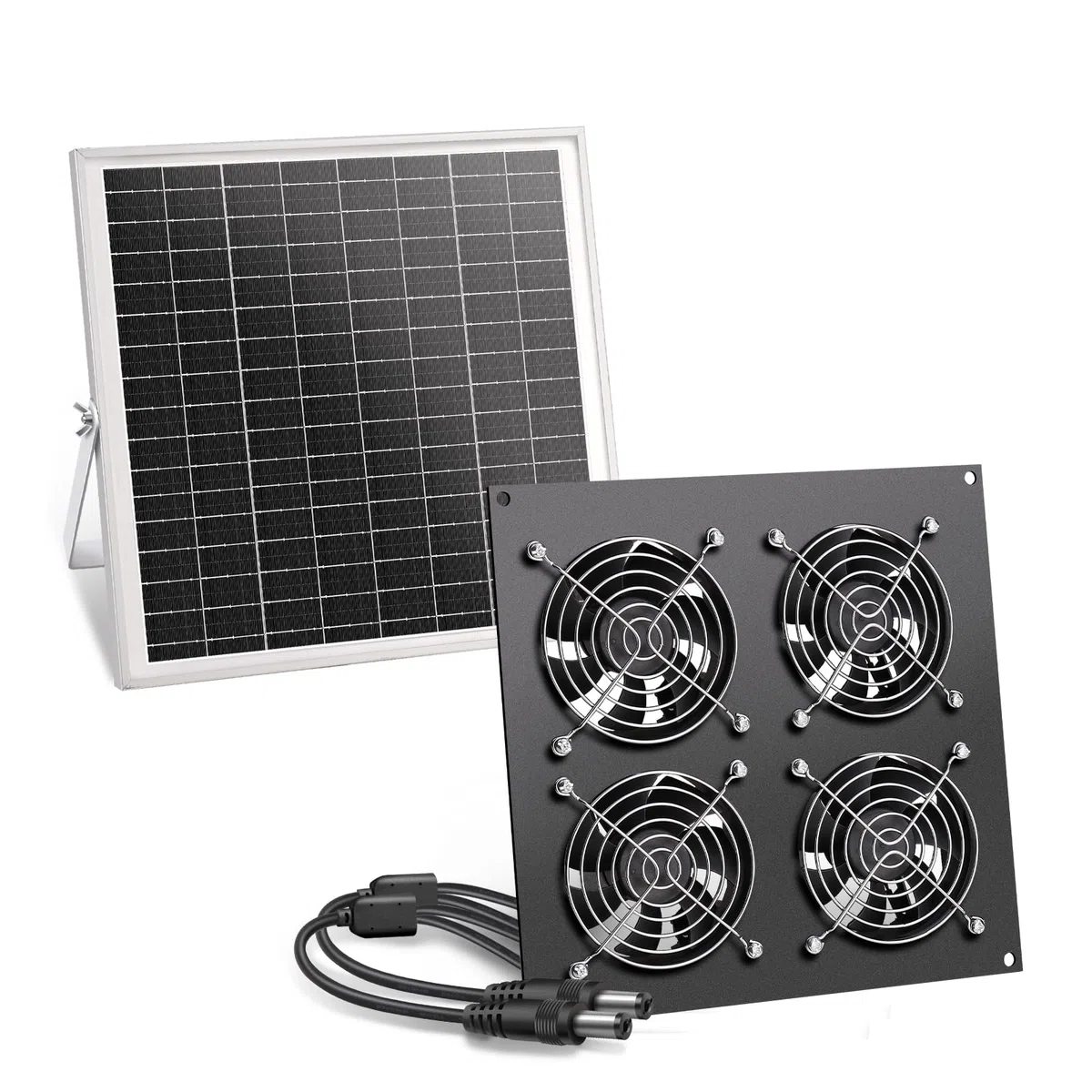 Ventola solare, pannello solare 15 W, con quattro ventilatori impermeabili IP67, adatto per piccole nicchie, serre, capanni, case per animali domestici, ingresso di aria o gas