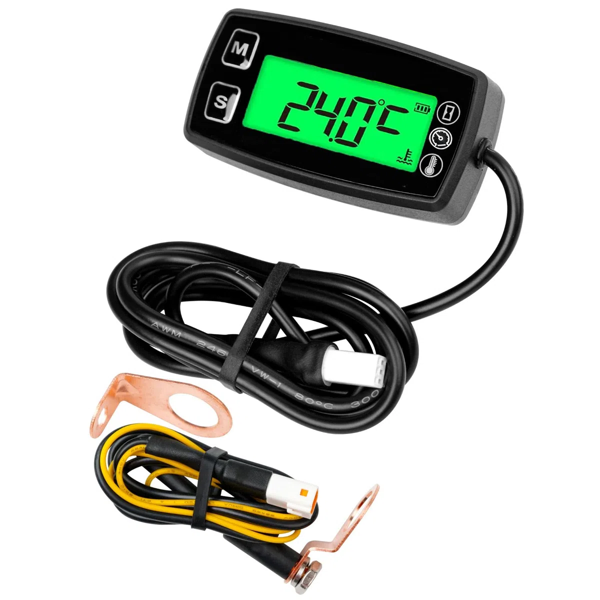 Yooreal Misuratore di temperatura per piccoli motori a gas digitale, contaore contagiri, impermeabile per trattorino tosaerba Generatore compressore fuoribordo motore motoslitta marina