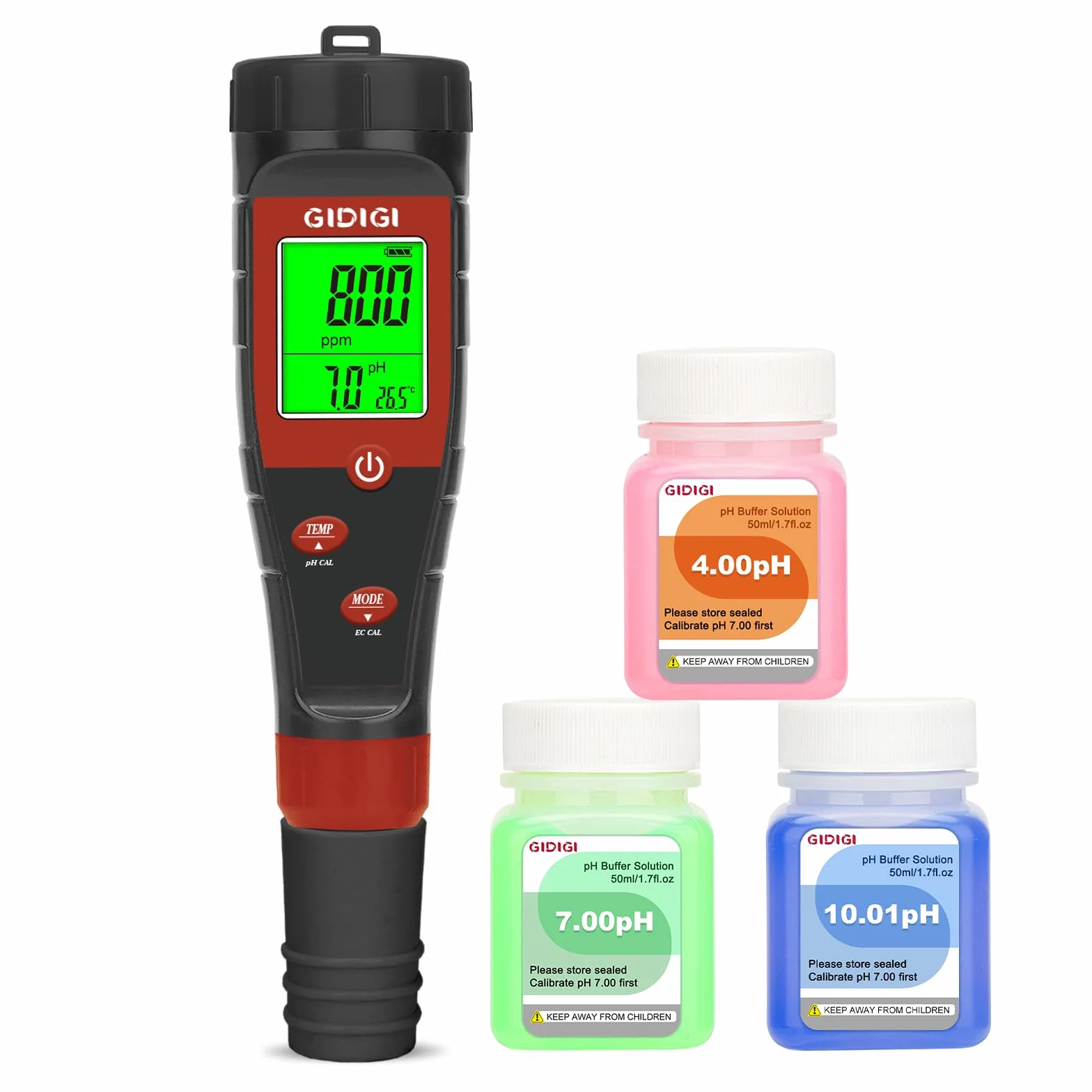 Misuratore di pH digitale per acqua, tester pH 4 in 1 per idroponica, tester TDS EC PPM per nutrienti vegetali, misuratore di conducibilità pH a penna per acqua potabile,DWC,piante da interno