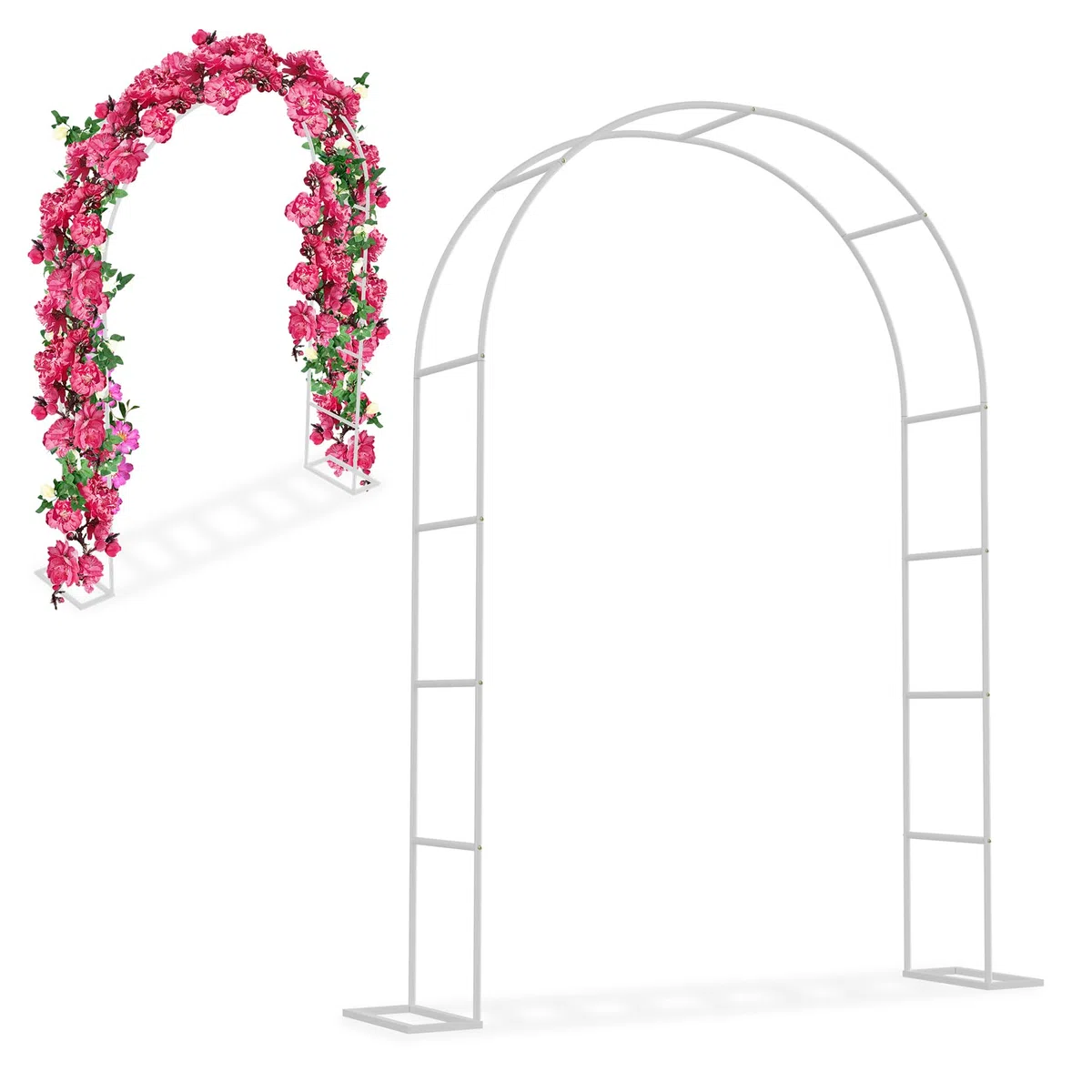 UISEBRT Arco per rose in metallo, 192 x 38 x 240 cm, per piante rampicanti, matrimoni, giardini, terrazze, archi per matrimoni, giardini, archi da giardino, verniciato a polvere, colore bianco