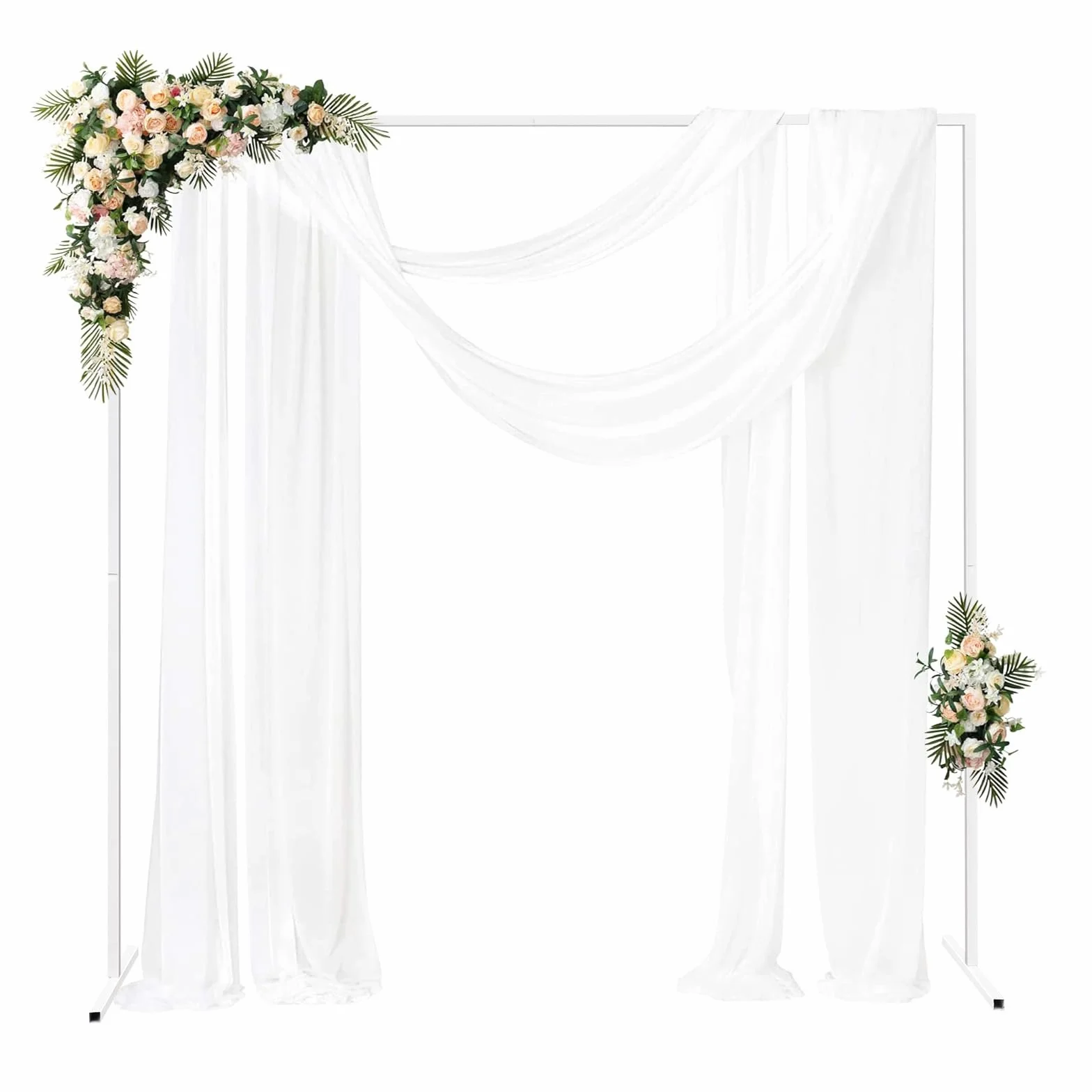Arco per matrimonio, quadrato, in metallo, telaio bianco, tubi di ferro zincato, per matrimoni, feste di compleanno e altre celebrazioni, 2 x 2 m