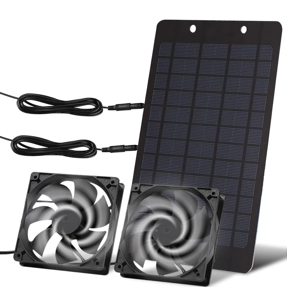 Ventilatore Pannello Solare 12V 10W, Resistente alle Intemperie, con Ventola CC, Ventilatore con Pannello Solare, Ventilatore Solare per Pollai, Serre, Capannoni, Case per Animali Domestici